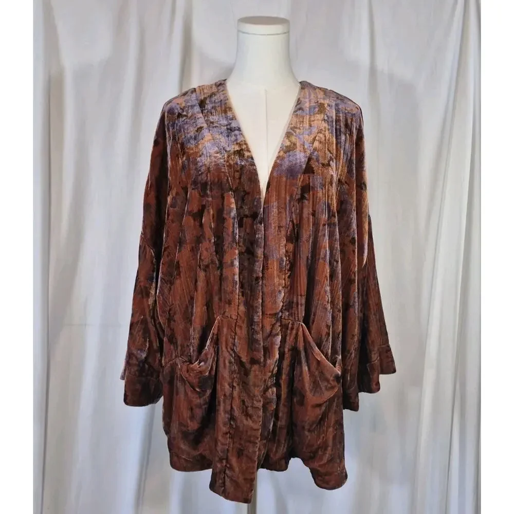 Anthropologie Esme Velvet Rust Kimono Jacket Small - Picture 4 of 11